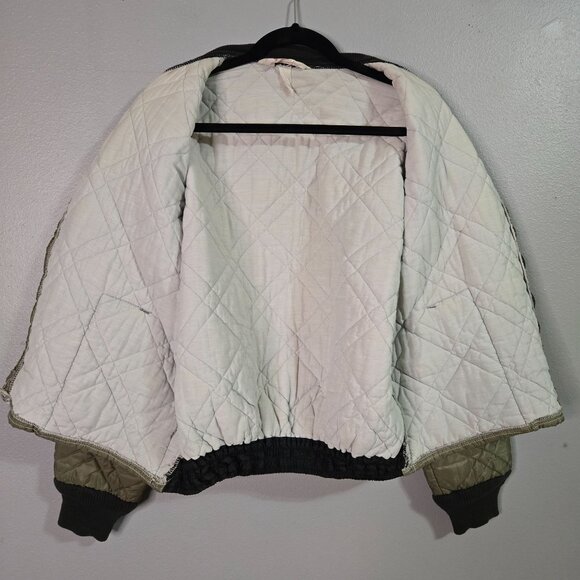 Vintage  60's 70's Towncraft Penney's Quilted Work Chore Bomber Jacket XL Olive - Picture 7 of 8